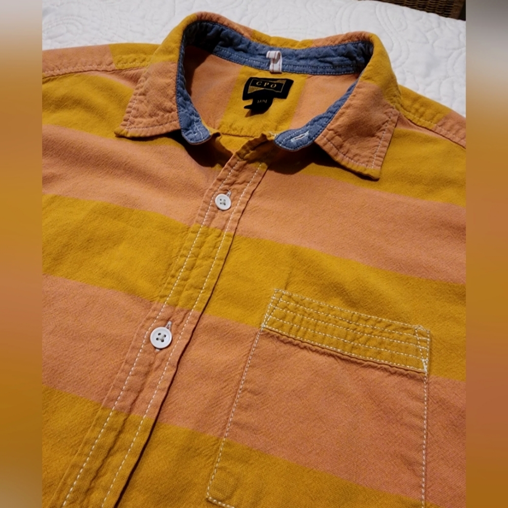 CPO Medium yellow striped button shirt